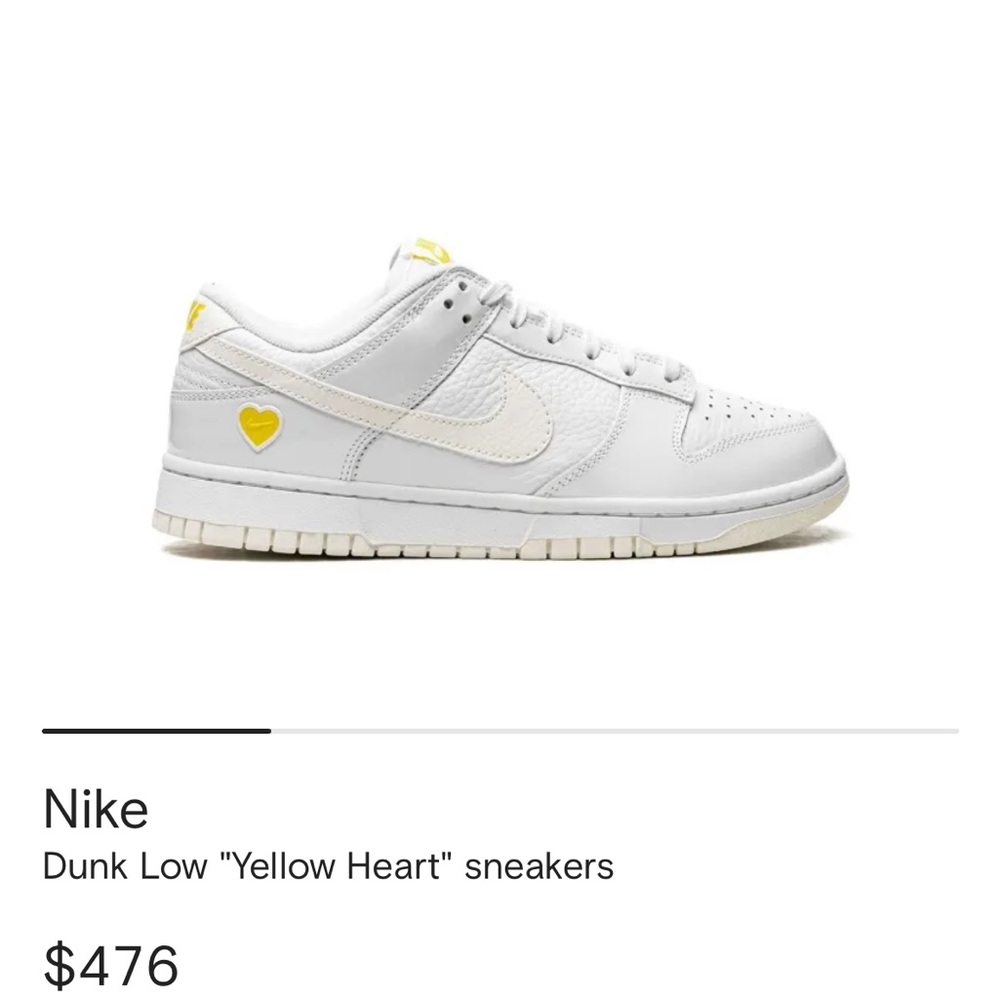 Nike Dunk Low yellow heart White and Yellow Sneakers limited edition size 8
